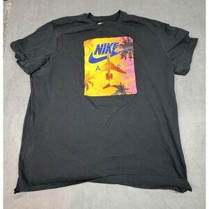 Nike Air Jordan Graphic Shirt Mens 2XL Black Lightweight Crew Neck Center Cut